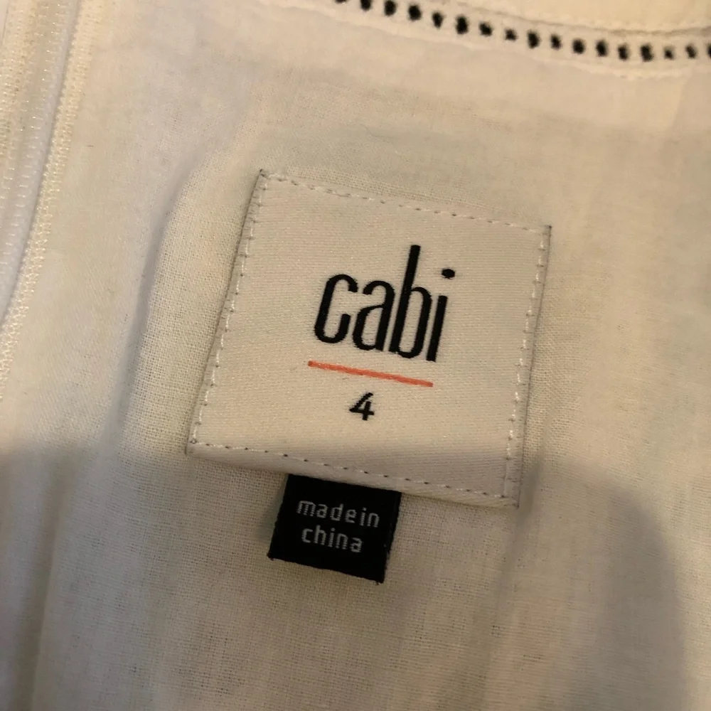 Cabi Lizzie white mixed eyelet overlay tie front dress‎ size 4 #5106